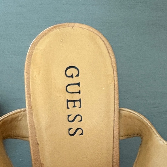 GUESS Brown Wedge Sandals with Gold Accents - Picture 2 of 4